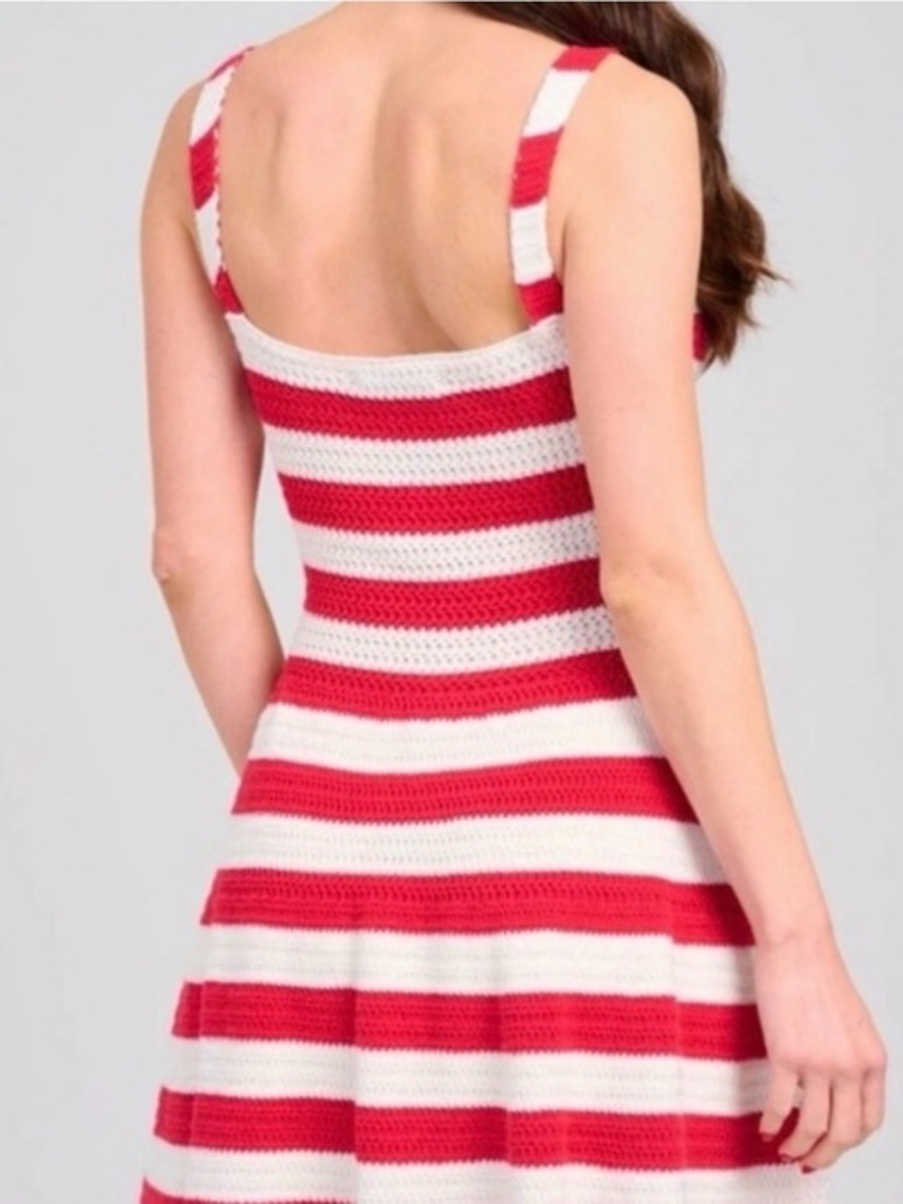 Strut & Bolt Striped Crochet Mini Dress in Red and White
